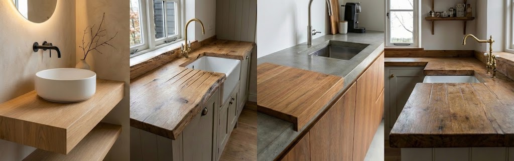 Plans de travail en bois massif sur mesure (chêne & teck) - Teakea