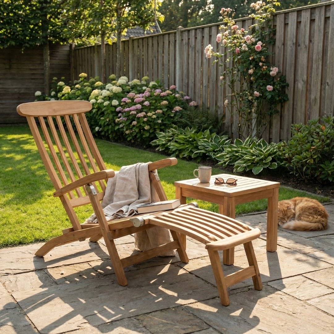 Deckchair zonder wielen met Vierkant tafeltje – productfoto - view 3