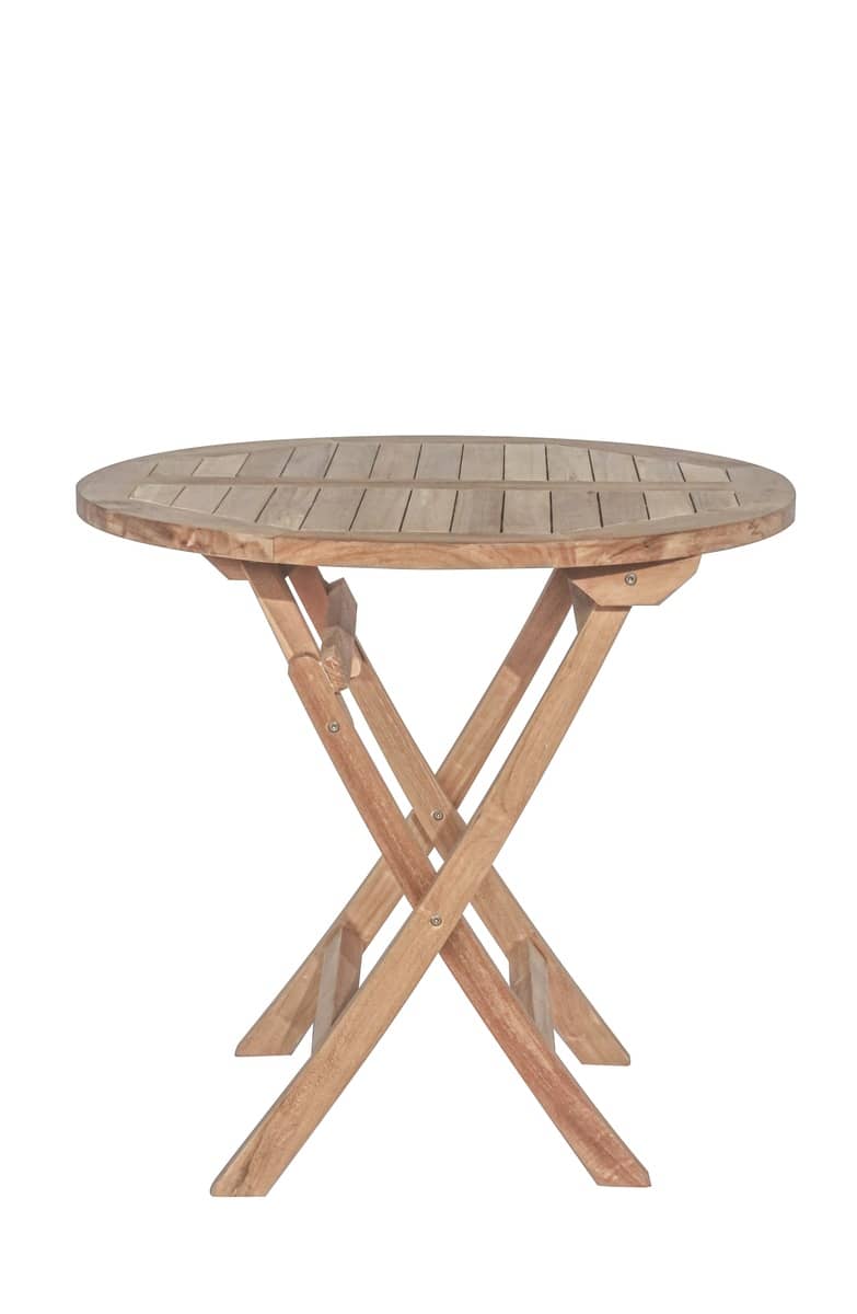 Duurzame ronde teakhouten klaptafel (80 cm) met FLEGT-licentie op een terras - view 3