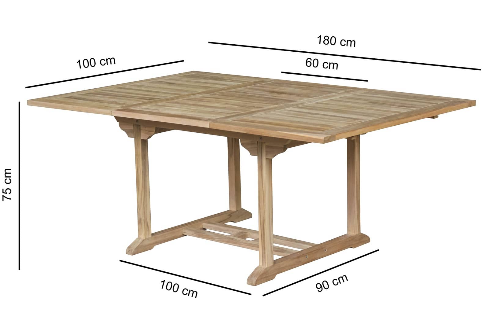 Tuintafel Teakhout| Rechthoekig Uitschuifbaar| 120<>180x100x75 - view 3
