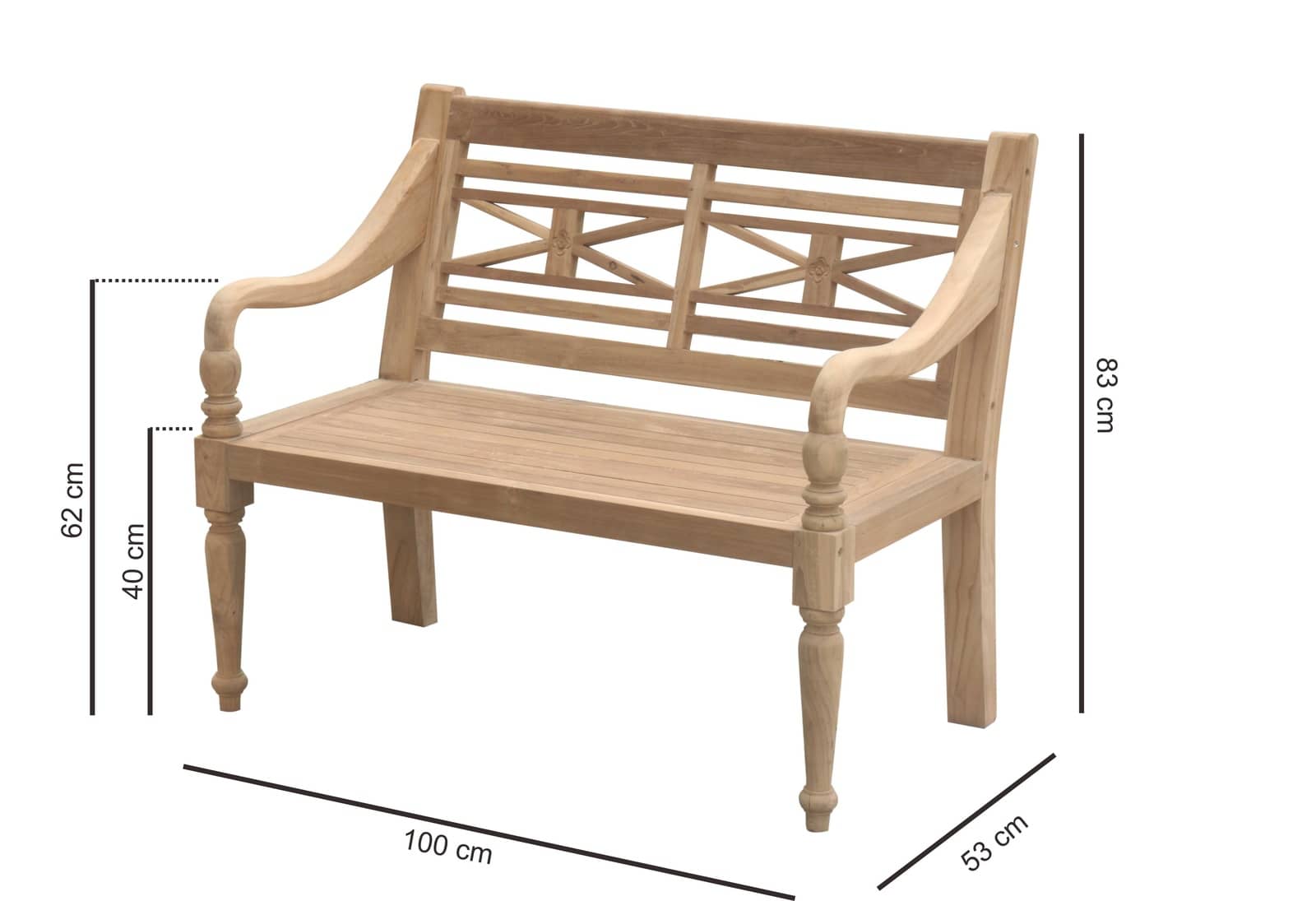  Teak Station Bank van 100 cm breed, gemaakt van gerecycled teakhout, geschikt voor twee personen, ideaal voor kleine tuinen en terrassen. - alternate view