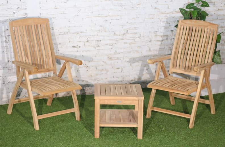 Teakea Linda Loungeset – FSC® Teak – 2 Verstelbare Stoelen & Tafel met Onderblad - view 3