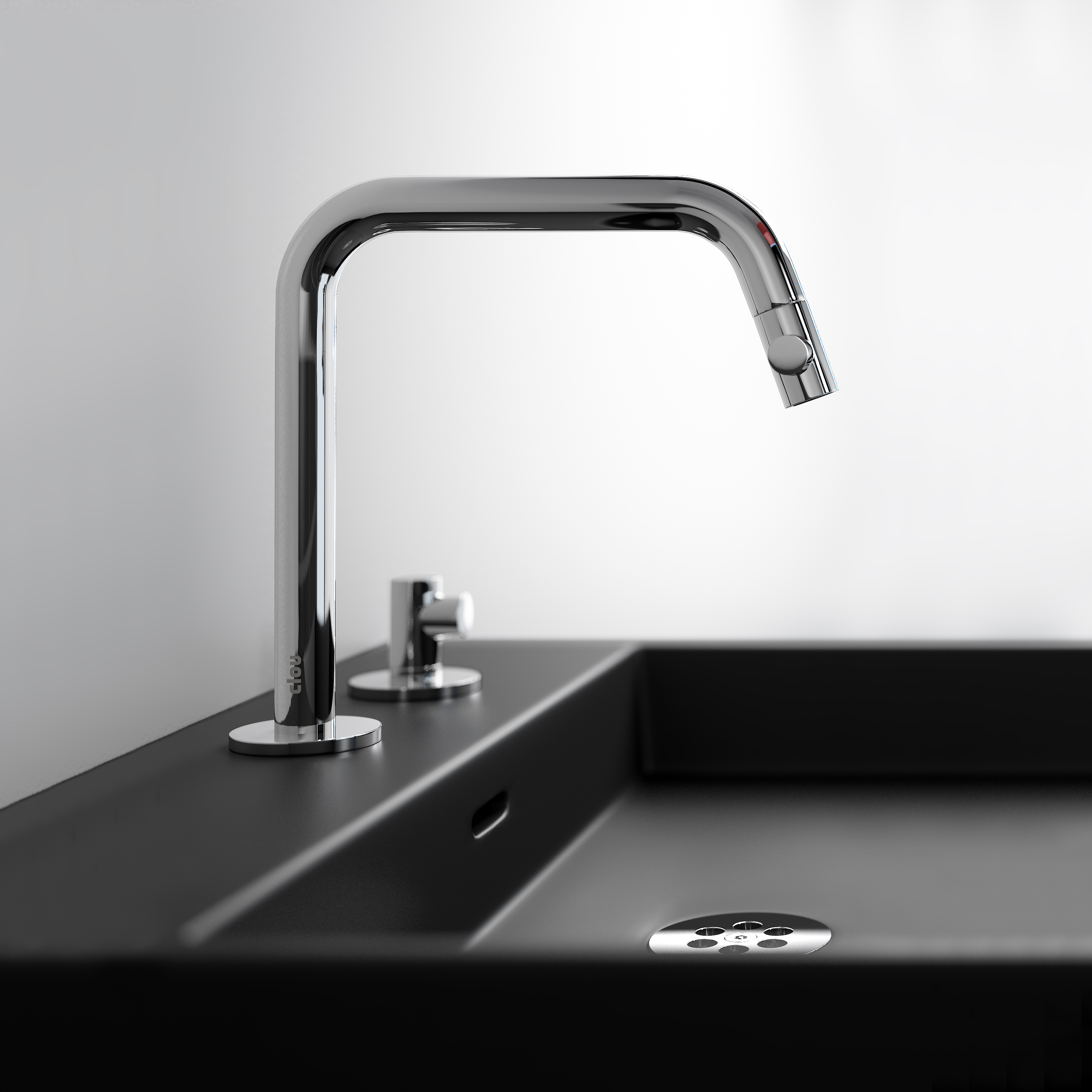 Wash Me wastafel 90cm, zonder plug, mat zwart keramiek - view 4