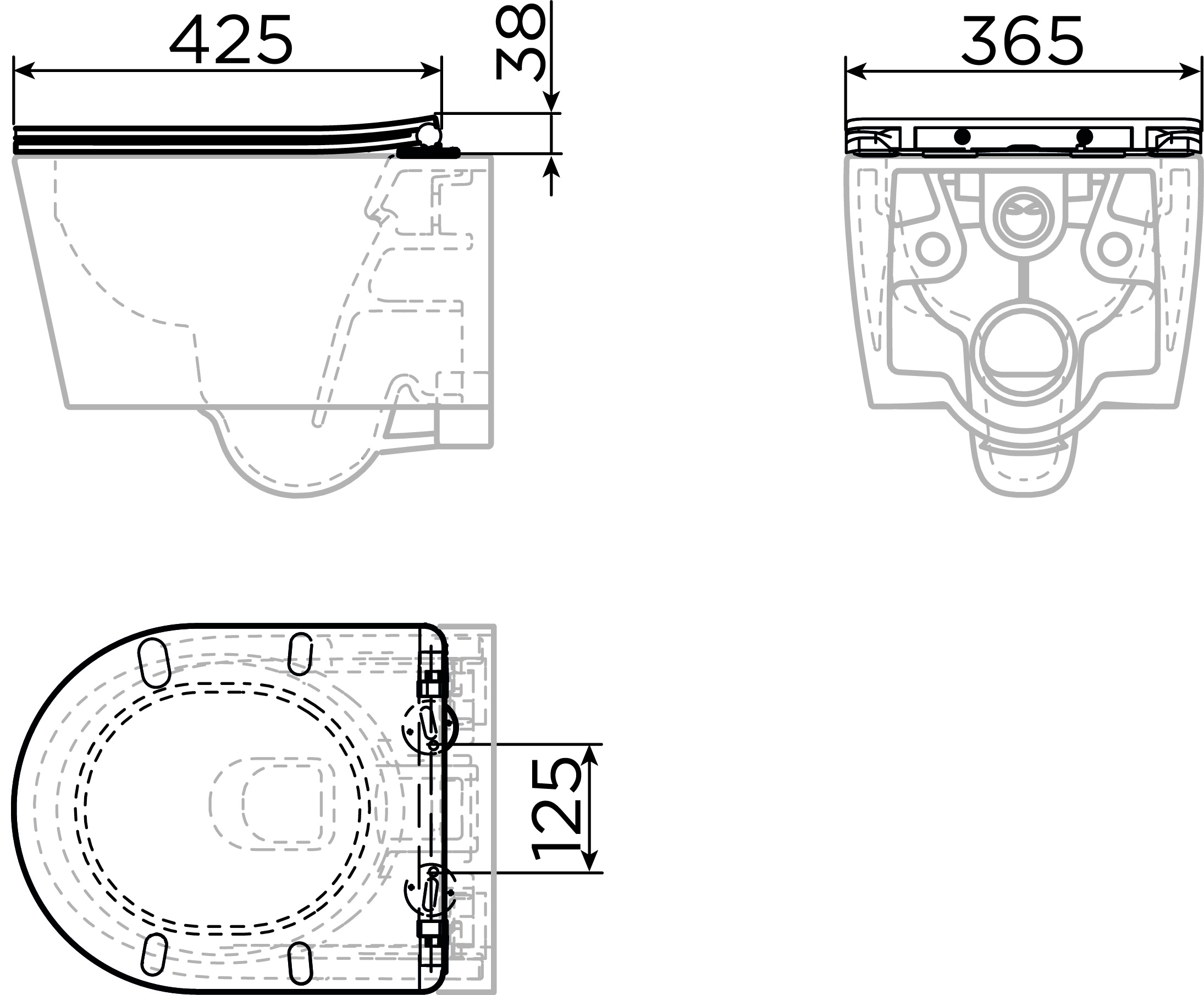 InBe 3 toiletzitting met deksel, soft-closing, mat wit - view 3
