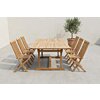 Teak tuinset Summer geplaatst in tuin of op terras als complete eethoek met zes vouwbare tuinstoelen
