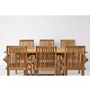 Teakhouten Tuinset Pile - Uitschuifbare Tuintafel 150-200cm - Inclusief 6 Stapelbare Stoelen