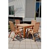 Teakea Teakhouten Tuinset met 2 verstelbare Linda standenstoelen en vierkante tafel van 100x100 cm – buitenmeubelen van teak