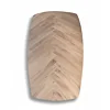 Eikenhouten tafelblad met visgraatmotief in Deense ovaal vorm, naturel eiken afwerking voor een modern interieur.
