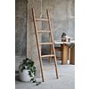 Naturel teak decoratieladder met doek over de spoort, tot 25 kg per spoort belastbaar