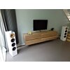 Zwevend TV-Meubel Massief Eiken | Boomstamlook