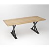 Eiken Boomstam Eettafel | Slab Edged-Laura Fineline Frame - Teakea.nl