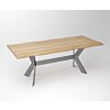 Eiken Boomstam Eettafel | Slab Edged-Rex Long Exclusive Stainless Steel - Teakea.nl