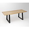 Eiken Boomstam Eettafel | Slab Edged-Trapezium Fineline Frame Black