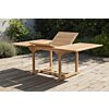 Uitschuifbare rechthoekige teak tuintafel van 120 tot 180 cm met parasolgat en teakhouten afdekdop van FSC teakhout