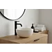 Gemini generated image bu09xxbu09xxbu09 1 - Teakea Wit marmeren waskommetje 20 cm rond x 12 cm hoog op eikenhouten meubel met mat zwarte opbouw kraan.