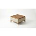 Japandi stijl outdoor hocker met seamless kussens en houten dienblad, studio setting