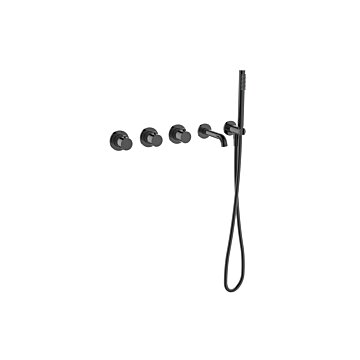 Regn inbouw badkraan met stopkranen, gun metal black