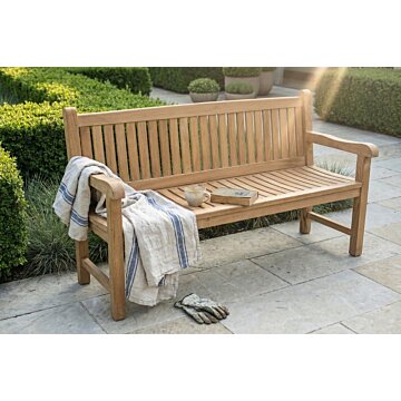 Balmoral teakhouten tuinbank van massief teak, extra brede zitbank met een breedte van 220 cm