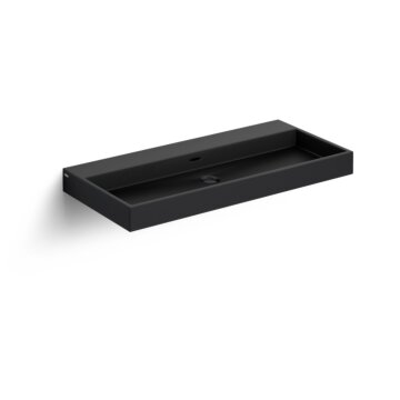 Wash Me wastafel 90cm, zonder plug, mat zwart keramiek