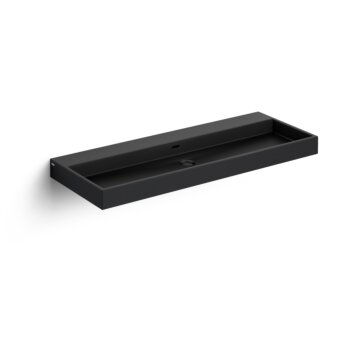 Wash Me wastafel 110cm, zonder plug, mat zwart keramiek