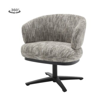 Teakea Perca lounge draaistoel in off-white – elegante fauteuil met draaibaar onderstel