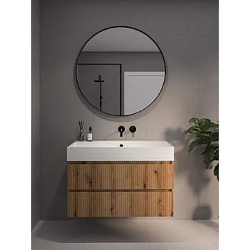 Håndvask i porcelæn | underskab 2 skuffer symmetrisk lodret fræset | 60x46x52
