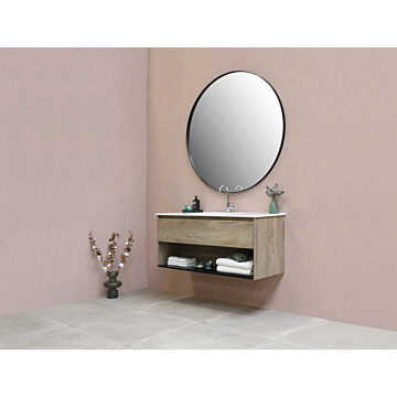 Vask i porcelæn | Underskab 1 skuffe med åben hylde | 60x46x52