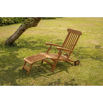 Deckchair ligbed teakhout met wielen | Teakea.nl