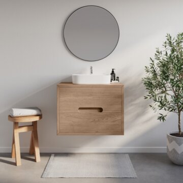 Zwevend Badmeubel Rondo | Massief Eiken | Diverse kleuren en maten
