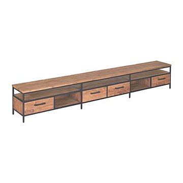 Livorno - Teak met Stalen Frame | TV Meubel - 300 x 40 x 45 ( H )  - TWR-FI0108