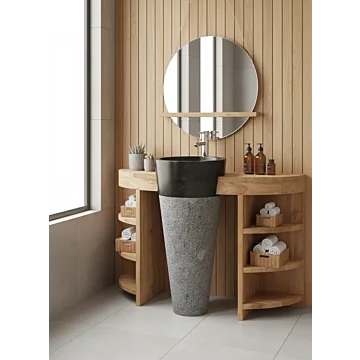 Teakea Pedestal - Teakhouten Badmeubel met Wastafelzuil -  80x40x80 - DEV-ENKEL-DRSSR-PED-80x40x80