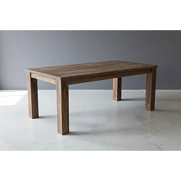 Deze robuuste eettafel vormt het warme middelpunt van een modern interieur, perfect voor uitgebreide diners en dagelijks gezinsgebruik. Het tijdloze ontwerp combineert de natuurlijke charme van massief hout met een strakke, industriële vormgeving die rust