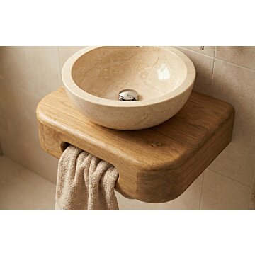 Mooi teak fonteinmeubel halfrond