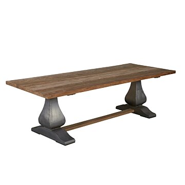 Prato | Industriële Teak Kloostertafel | 260x100x78 | 4 dik blad - TWR-PF0093