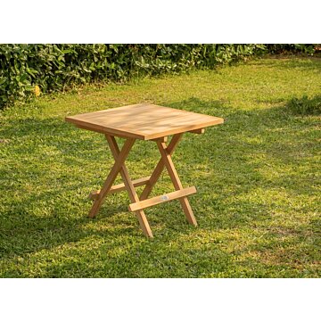 Tuin Teak Bijzettafel Inklapbaar 50x50x45 | Picknick Tafeltje Hout Slate Vierkant 