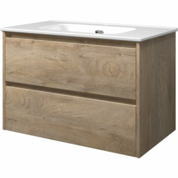 Håndvask i porcelæn | underskab 2 skuffer symmetrisk | 80x46x52