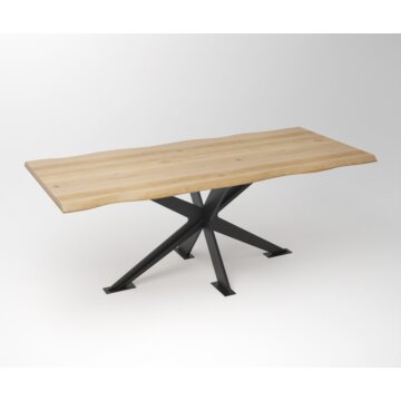 Eiken Boomstam Eettafel | Slab Edged-Rex Massive Frame - Teakea.nl
