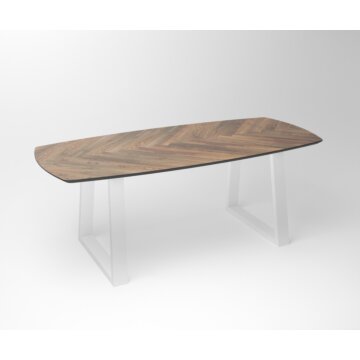 Walnut dining table Tusk | 3-Trapezium Fineline Frame White