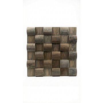 Teakhouten wandpaneel Teak Wave Black 30x30 Donker hout
