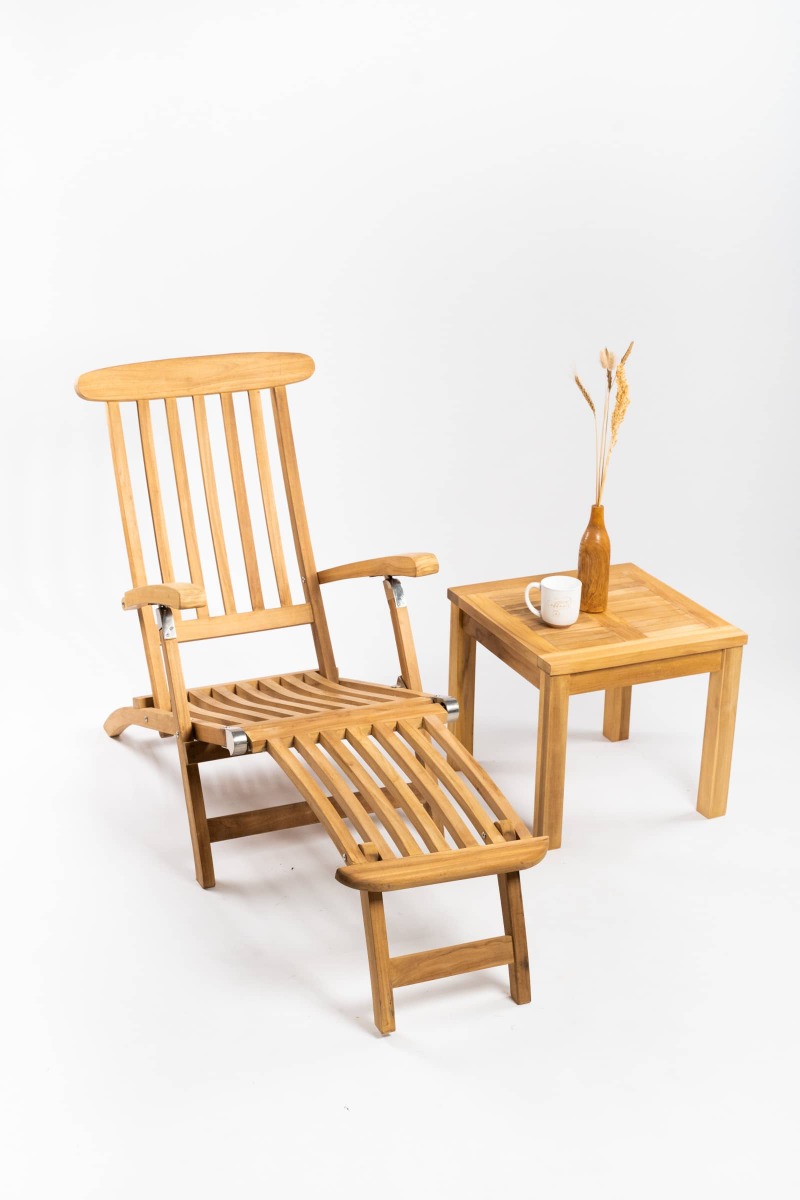 Deckchair zonder wielen met Vierkant tafeltje – productfoto - view 4