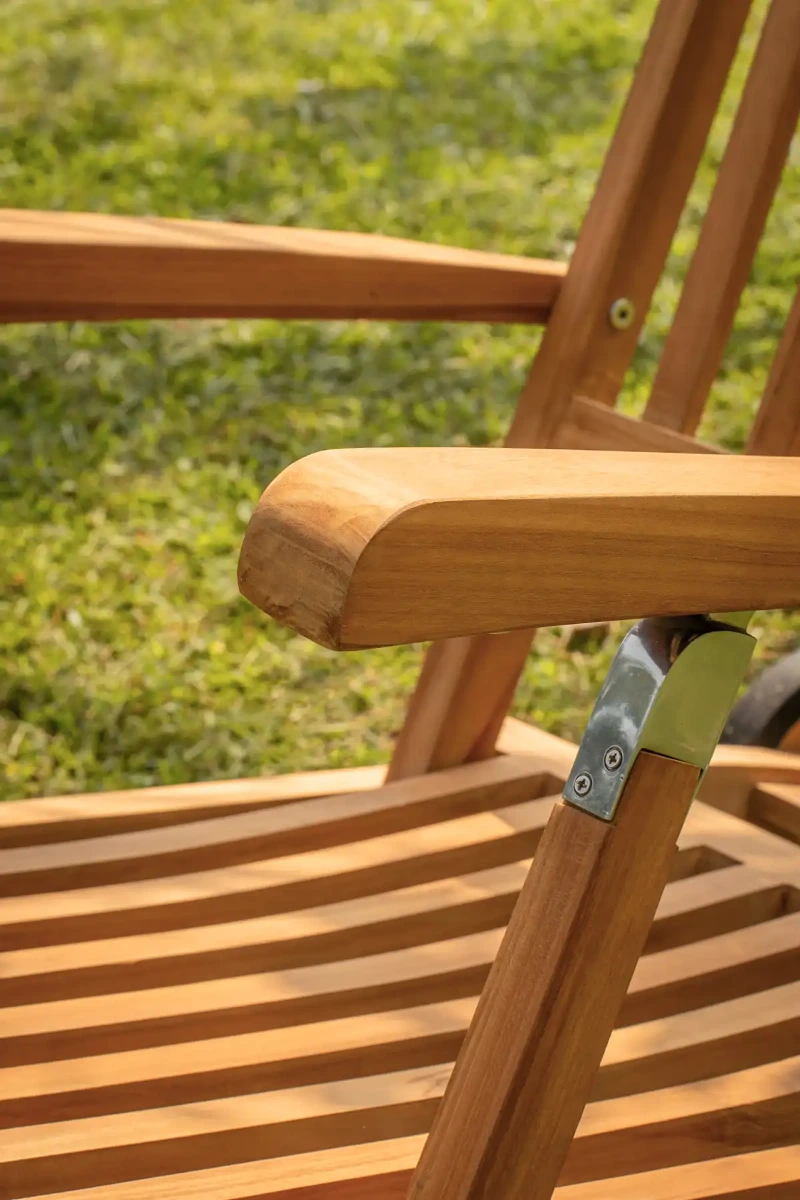Deckchair ligbed teakhout met wielen | Teakea.nl - view 3