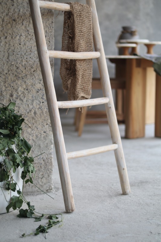 houten decoladder 175 x 50 x 5 | Decoratieladder White Teakea  - alternate view