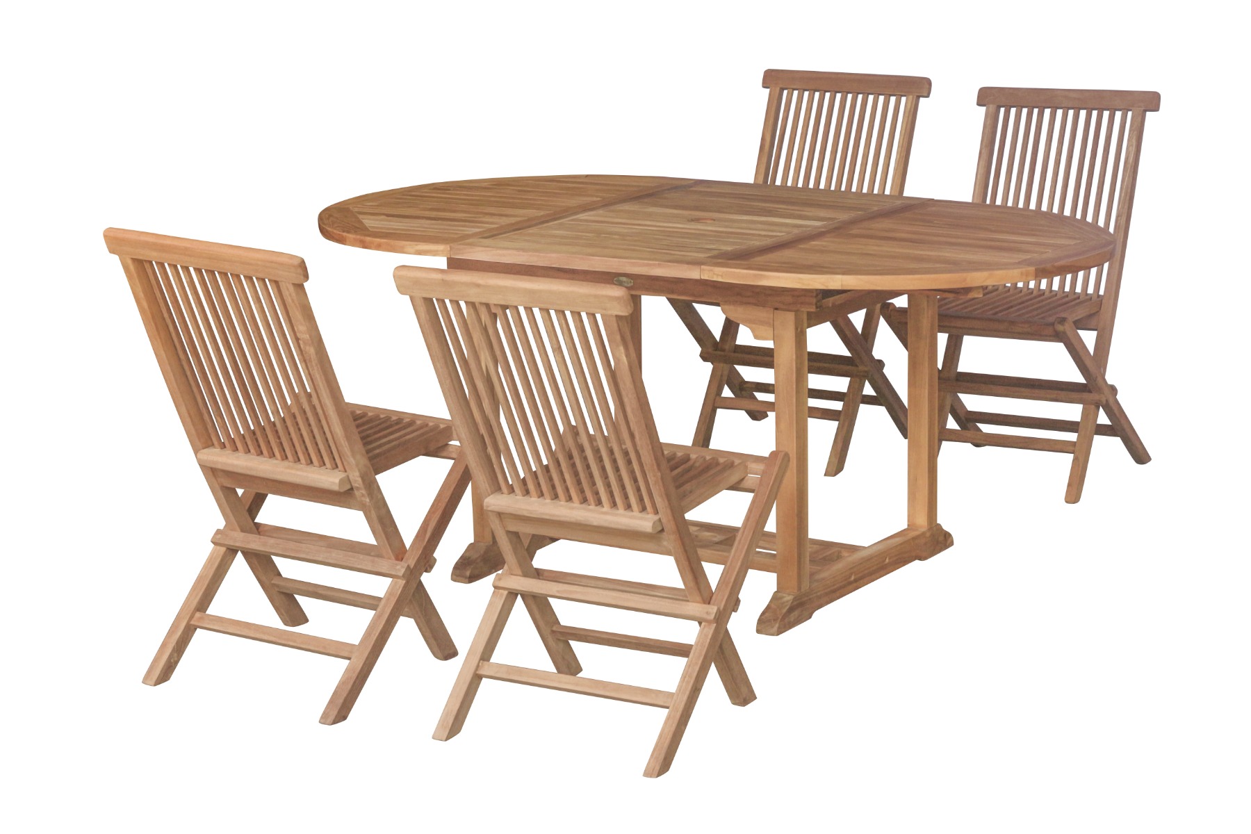 Teak Tuinset Tenerif | Ovale Uitschuifbare Tuintafel 120<>180 met 4 Inklapbare Teak Tuinstoelen - Oval120-180+4tenerif - alternate view