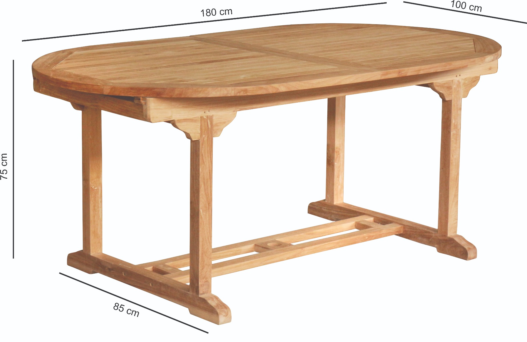 Uitschuifbare ovale teakhouten tuintafel van massief teak, verstelbaar van 180 tot 240 cm - alternate view