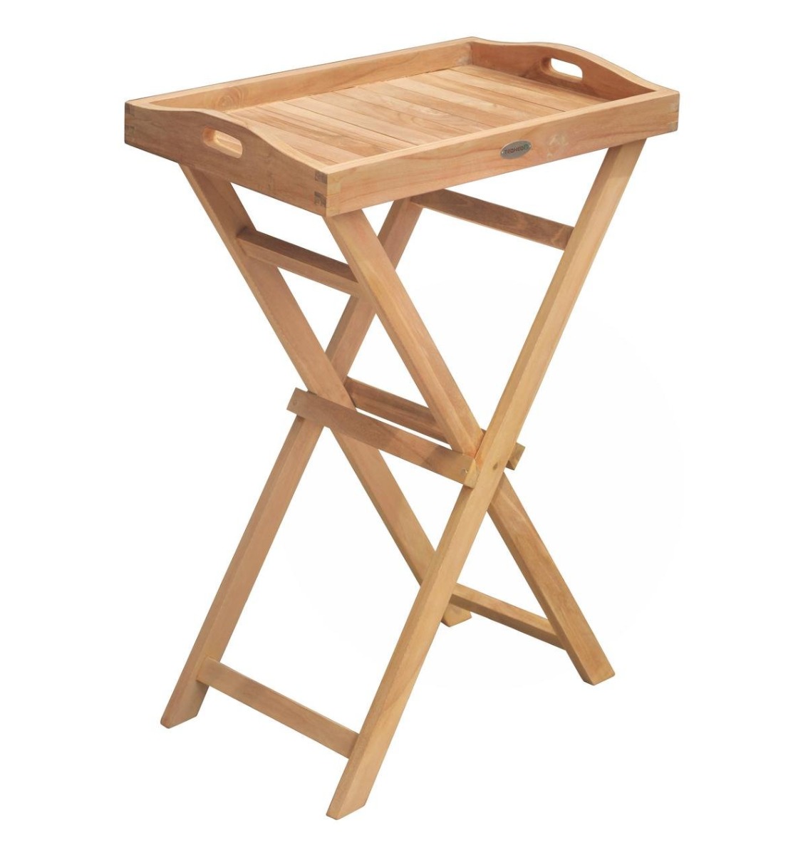 Teakhouten Dienblad Tafel met Afneembare Tray – Inklapbaar – Teak – 56 × 36 × 80 cm - alternate view