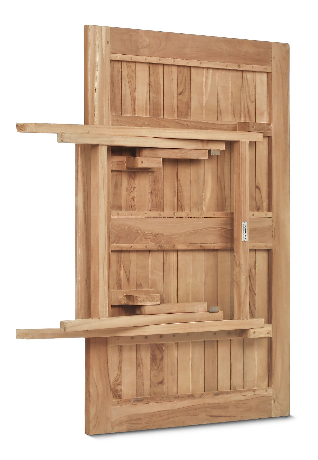 Vouwmechanisme van de teakhouten klaptafel met compact inklapbaar ontwerp - view 4