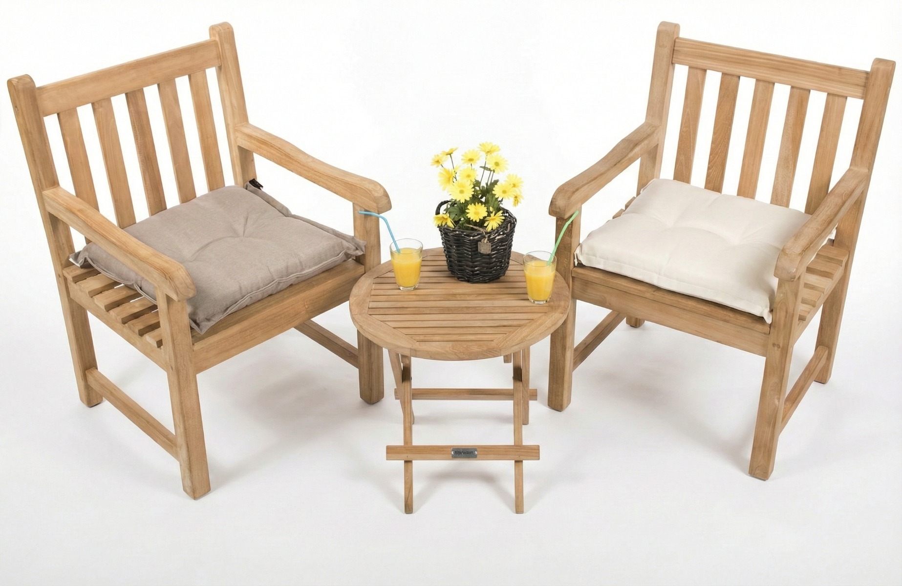 Teakea Balkony Bistro Set – Teak – Tafel Ø50cm & 2 Windsor Stoelen - view 3