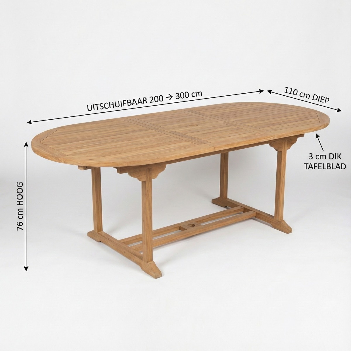 Tuintafel 200x300 uitschuifbaar teakhout XXL - view 3