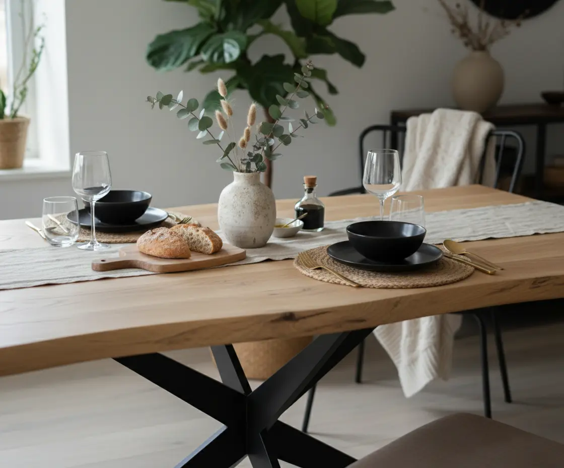 Eiken Boomstam Eettafel | Slab Edged-Fantasy Rex - Teakea.nl - alternate view
