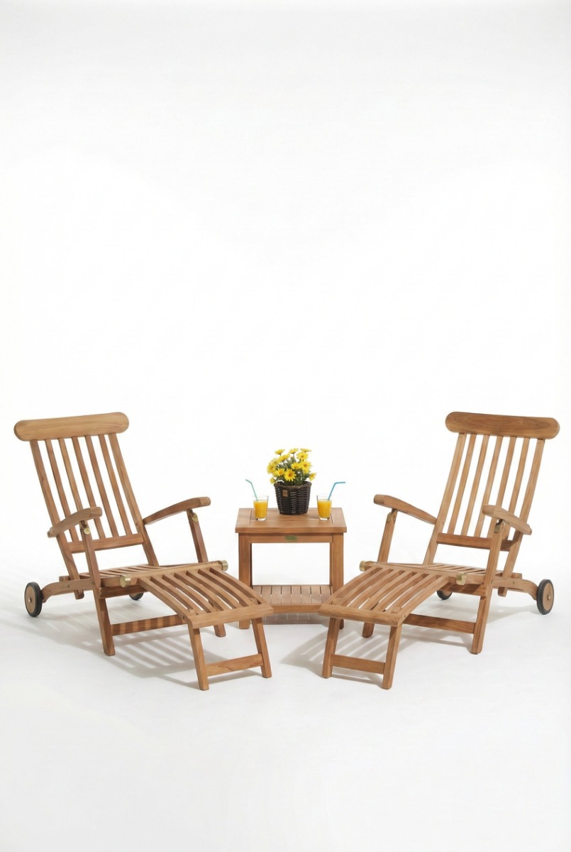 Tuintafel met onderblad + 2 Deckchairs met wielen | Florida Tuinset - SL002-ST034 - alternate view
